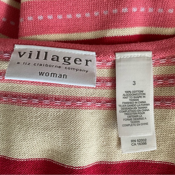 Villager striped knit sleeveless top rose-watermelon size 3 (3X) NWT (K1) - Picture 6 of 6